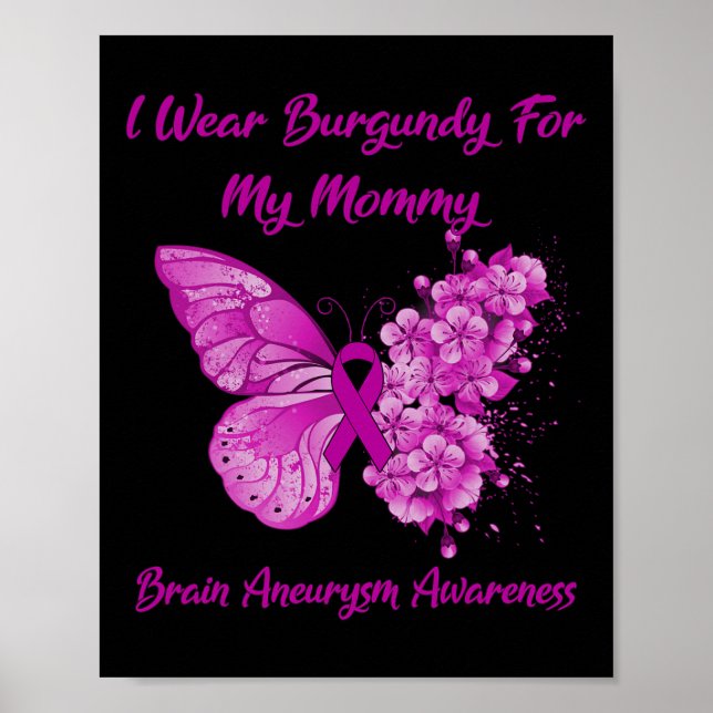 Póster Usa Borgoña Para Mi Mami Awarenes Del Aneuralismo  (Frente)