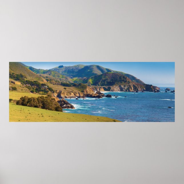 Póster USA, California. Panorama Of Big Sur With Bixby (Frente)