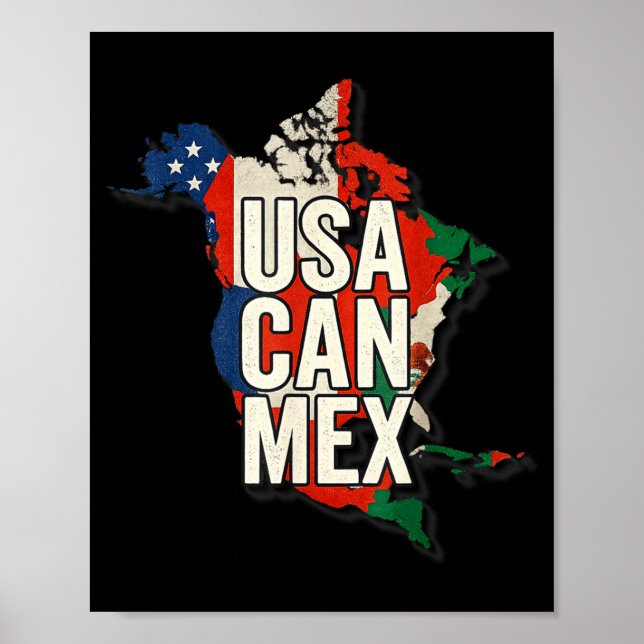 Póster Usa Can Mex Soccer North America Football Fan  (Frente)