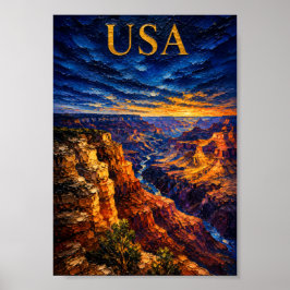 Póster USA: Epic Sunset Grand Canyon Art Souvenir