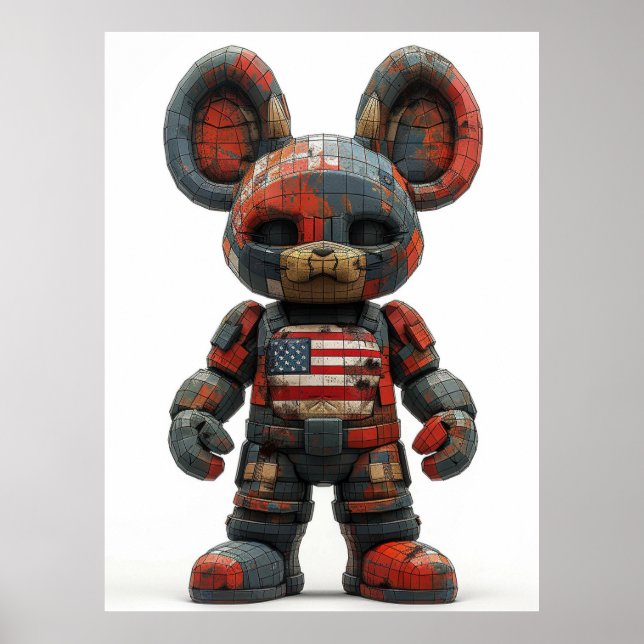 Póster USA Flag Mascot — Modern Patriotic Wall Art (Frente)