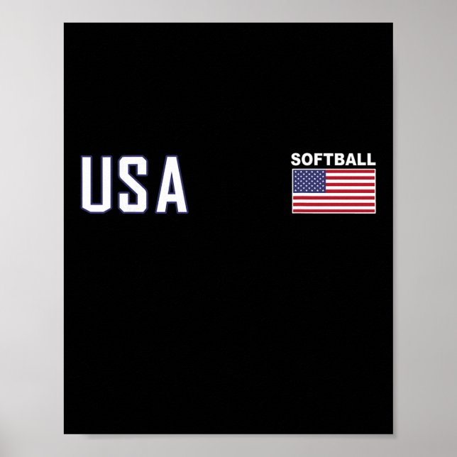 Póster Usa Flag Softll Team Equipment Women Men Softll  (Frente)