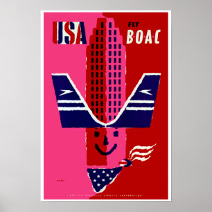 Póster USA ~ Fly BOAC