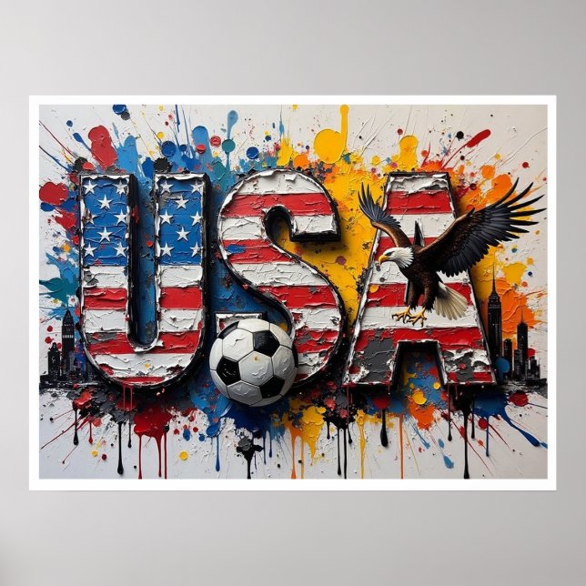 Póster USA Football Citiscape Oil Painting Style Art (Frente)