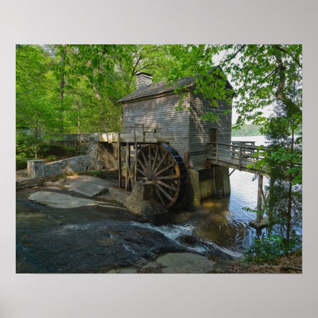 Póster USA, Georgia, Stone Mountain, Watermill in trees (Frente)