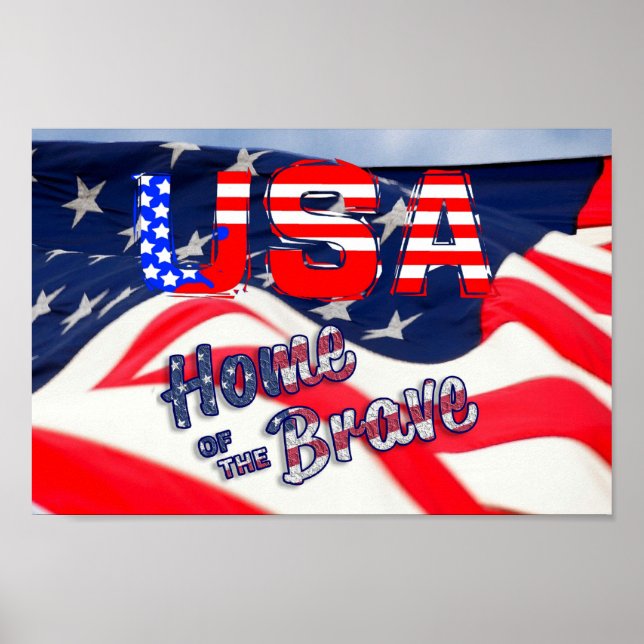 Póster USA Home of the Brave Flag (Frente)