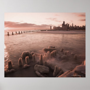 Póster USA, Illinois, Chicago, City skyline over Lake 4