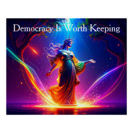 Póster USA Lady Liberty Democracy Is Worth Keeping