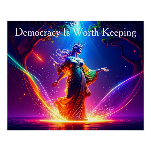 Póster USA Lady Liberty Democracy Is Worth Keeping (Anverso)