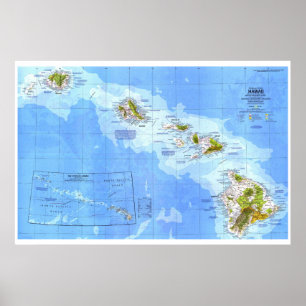 Póster " USA: MAP detallado de Hawaii de 1976 ...