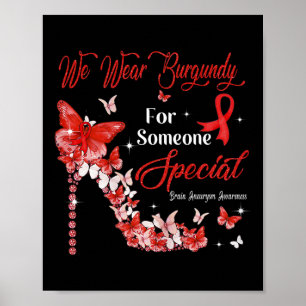 Póster Usa mariposas borgoñonas Conciencia sobre el neura