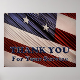 Póster USA Military Veterans Patriotic Flag Thank You