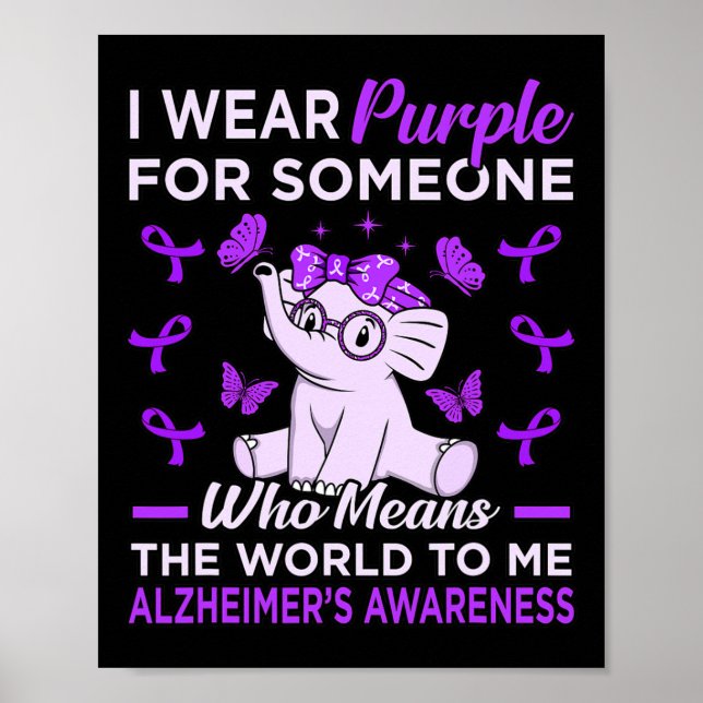 Póster Usa morado para la Cinta de Conciencia de Alzheime (Frente)