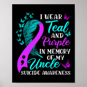 Póster Usa Morado Verde azulado En Memoria De Mi Tío Suic