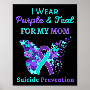 Póster Usa Morado Y Verde azulado Para Prevenir El Suicid