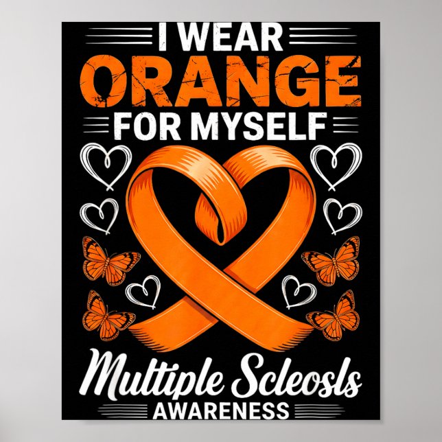 Póster Usa naranja guerrera de esclerosis múltiple (Frente)
