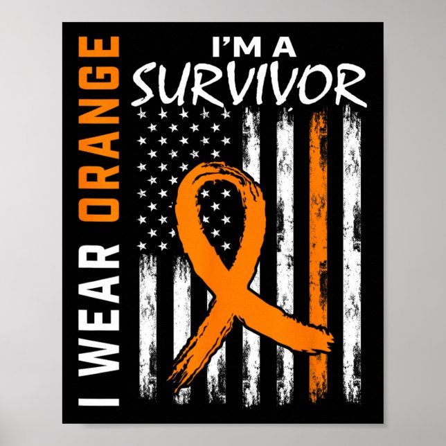 Póster Usa Naranja soy un sobreviviente de cáncer de leuc (Frente)