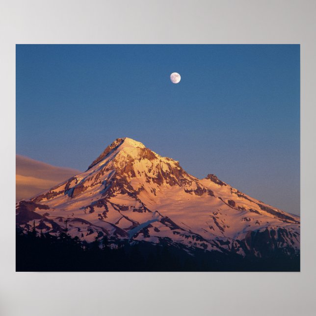 Póster USA, Oregon, Mt Hood. Sunset creates alpenglow (Frente)