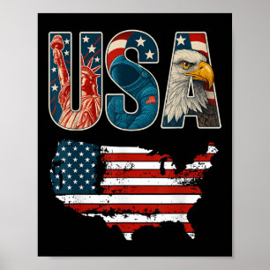 Póster Usa Patriótico 4 De Julio Bandera De América Liber