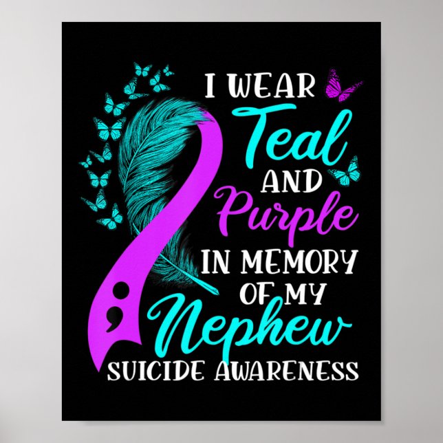 Póster Usa púrpura Verde azulado en memoria de mi suicidi (Frente)
