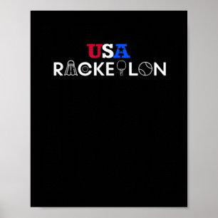 Póster Usa Racketlon - Tenis de Mesa Bádminton Squash Ten