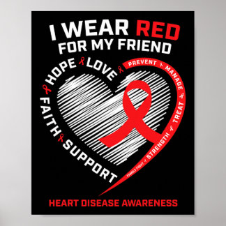 Póster Usa Rojo Para Mi Amigo Enfermedad Cardíaca Sensibi