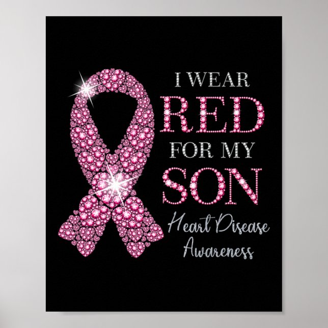 Póster Usa Rojo Para Mi Hijo Enfermedad Cardíaca Ayuda Pa (Frente)