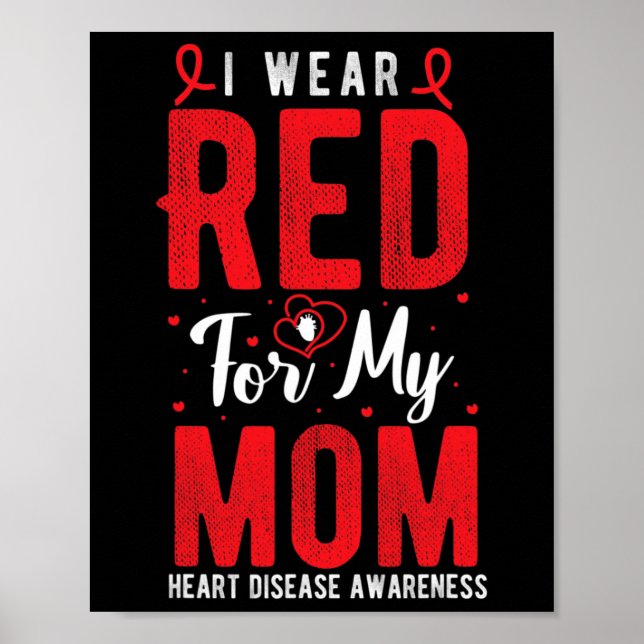 Póster Usa Rojo Para Mi Madre Enfermedad Del Corazón Conc (Frente)