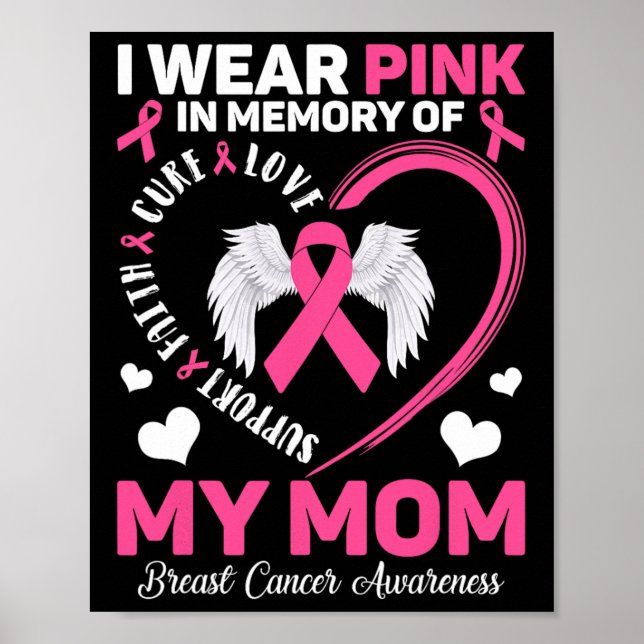 Póster Usa Rosa En Memoria De Mi Mamá Con Cáncer De Mama  (Frente)