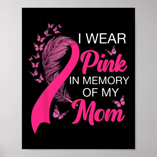 Póster Usa Rosa En Memoria De Mi Mamá Con Cáncer De Mama  (Frente)