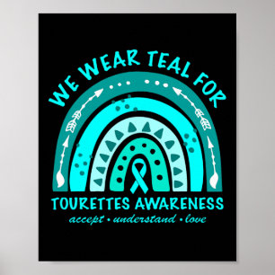 Póster Usa Síndrome De Tourette Verde azulado Conciencia