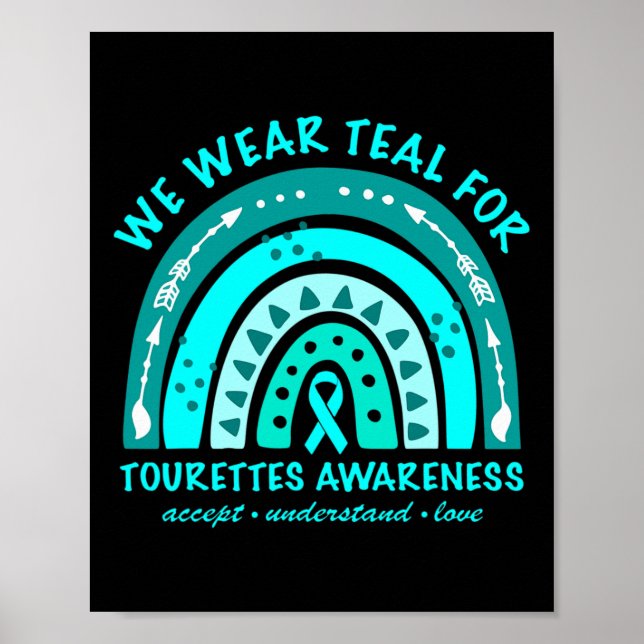Póster Usa Síndrome De Tourette Verde azulado Conciencia  (Frente)