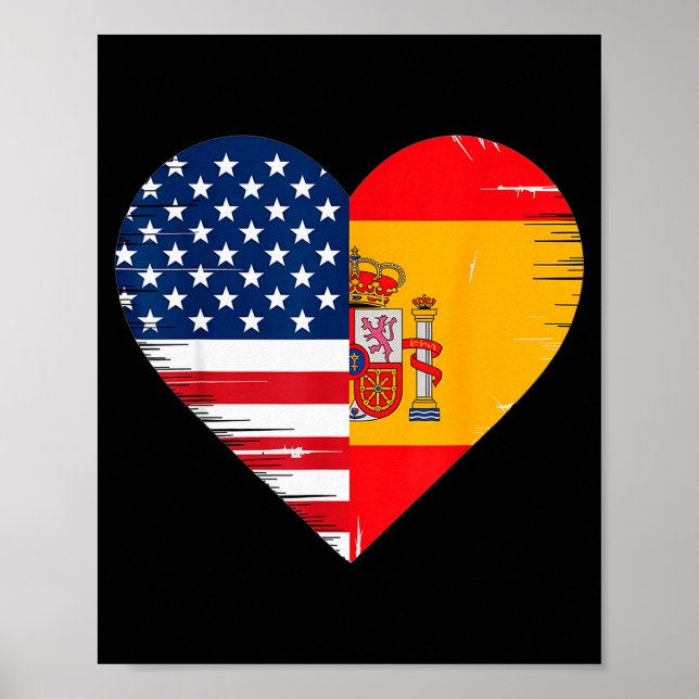 Póster Usa Spain Heart - Dual Citizenship  (Frente)