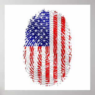 Póster USA sports gifts USA fingerprint flag