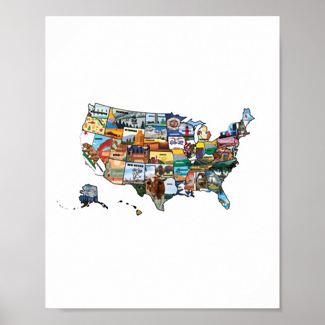 Póster USA State Map illustration (Frente)