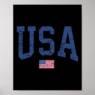 Póster Usa Women Men Kids Patriotic American Flag Distres