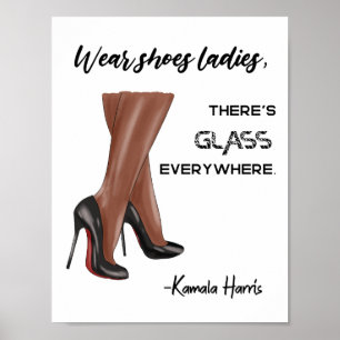 Póster Usa zapatos, damas, hay vidrio, Kamala Harris