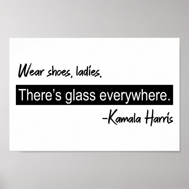 Póster Usa zapatos, damas, hay vidrio, Kamala Harris (Frente)