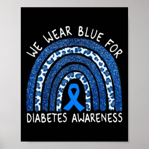 Póster Usamos Azul Para Diabetes Leopard Rainbo