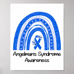 Póster Usamos Blue Angelman's Syndrome Floral Blue Ribbo