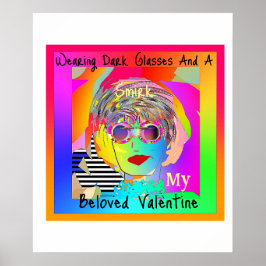 Póster Usando Gafas Oscuras Y Una Sonrisa En Mi Valentín