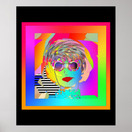 Póster Usando gafas oscuras y una sonrisita Borde negro