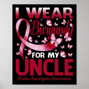 Póster Usar Burgundy por mi tío Conciencia del Aneurisma 