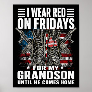 Póster Usar rojo los viernes en apoyo a mi nieto militar