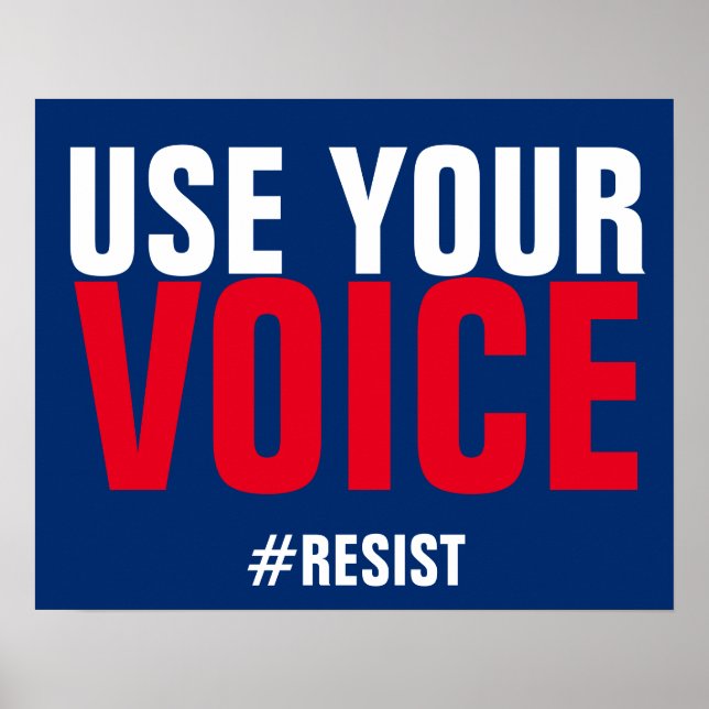 Póster Usar tu voz para hablar en contra de la protesta (Frente)