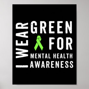 Póster Usar Verde Para Concienciación Sobre Salud Mental 