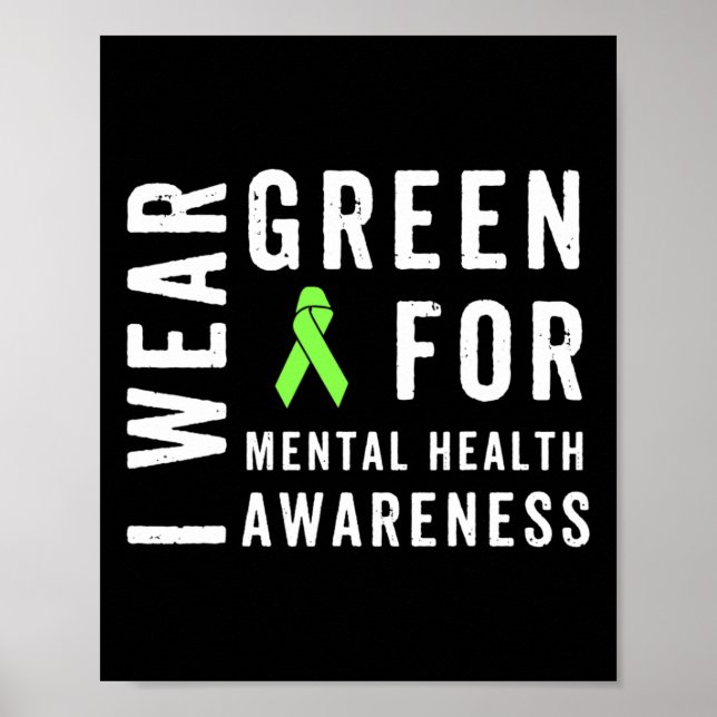 Póster Usar Verde Para Concienciación Sobre Salud Mental  (Frente)