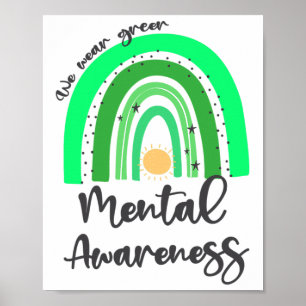 Póster Usar Verde Para Concienciar Sobre La Salud Mental
