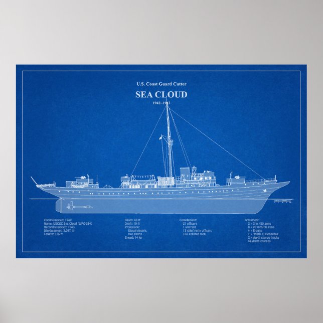 Póster USCG Cutter Sea Cloud wpg-284 - ABD (Frente)