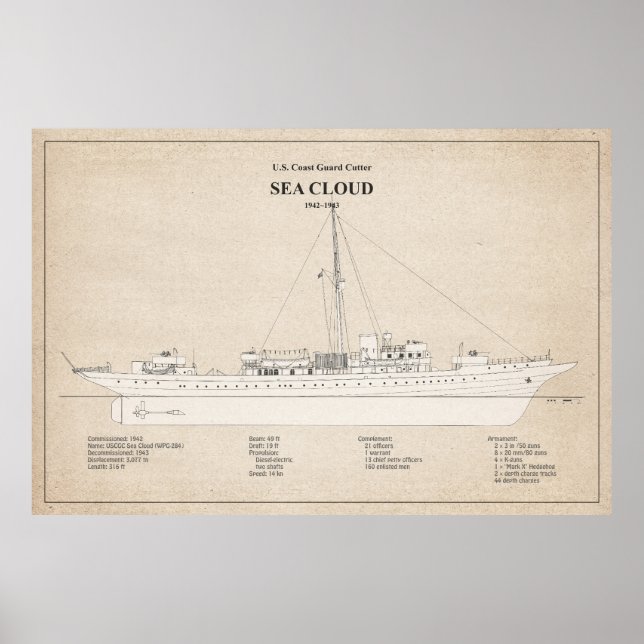 Póster USCG Cutter Sea Cloud wpg-284 - SBD (Frente)